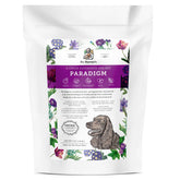 Dr. Harvey's Paradigm base mix packaging shows grain-free ingredients for dogs