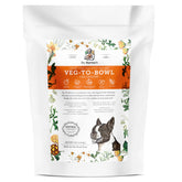 Dr. Harvey's Veg-to-Bowl Fine Ground Base Mix bag shows grain-free base for dogs