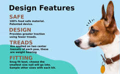 Dr McHenry's Dog Toe Treads on paws offer stability on slick wood floors.
