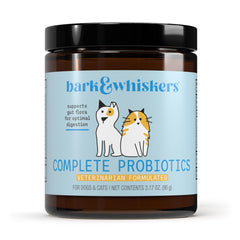 Dr. Mercola Bark & Whiskers probiotics powder with scoop supports immune and digestive health