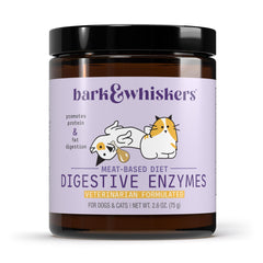 Dr. Mercola Bark & Whiskers digestive enzymes bottle ready to sprinkle on meals.