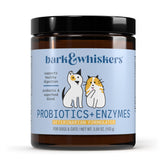 Dr. Mercola Bark & Whiskers bottle pour demonstrates easy daily digestive support for pets.