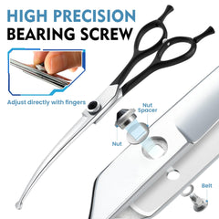 Dragon Creek 6.5-inch curved dog scissors with symmetric handle for comfortable grooming.