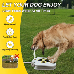 DRAROAD step-on pedal activation close-up highlights easy training and quick hydration for dogs