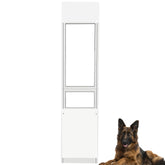 Dreampedal XLarge dog door height adjustment shows versatile fit for tall sliding doors