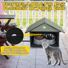 Dreyoo outdoor cat feeding station dimensions 13d-17w-15.5h ideal for balconies