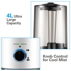 Dreyoo humidifier front control panel with rotary fog output control.