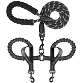 Drgxle double dog leash shows buckle adjustment for two dogs
