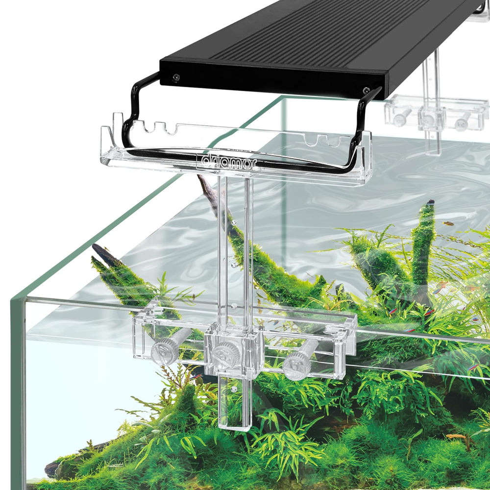 Driamor aquarium light riser bracket assembly provides balanced mounting for steady illumination