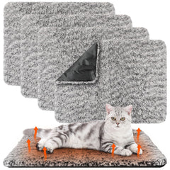 Drydiet self-warming cat pad gray folded for easy storage, cozy warmth ready.