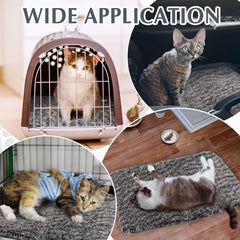 Drydiet self-warming cat pad gray on the floor with anti-slip bottom in use.