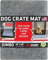 Drymate Dog Crate Mat absorber image shows stain trapping for kennels and travel.