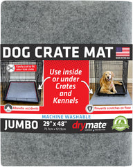 Drymate Dog Crate Mat absorber image shows stain trapping for kennels and travel.