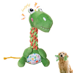 DSUMD Knots Twists dinosaur toy close-up highlights durable rope chew for active small and medium dogs