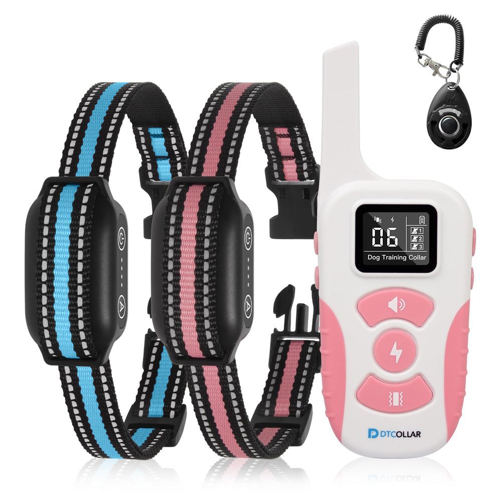 DTCollar 2-in-1 bark and shock collar in use for versatile dog training indoors or outdoors.