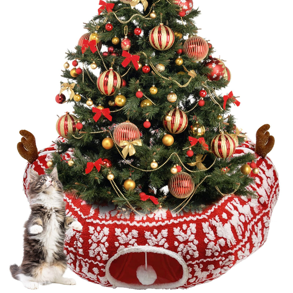 DTGDASCF Cat Donut Tunnel under Christmas tree acts as protective skirt for decor.
