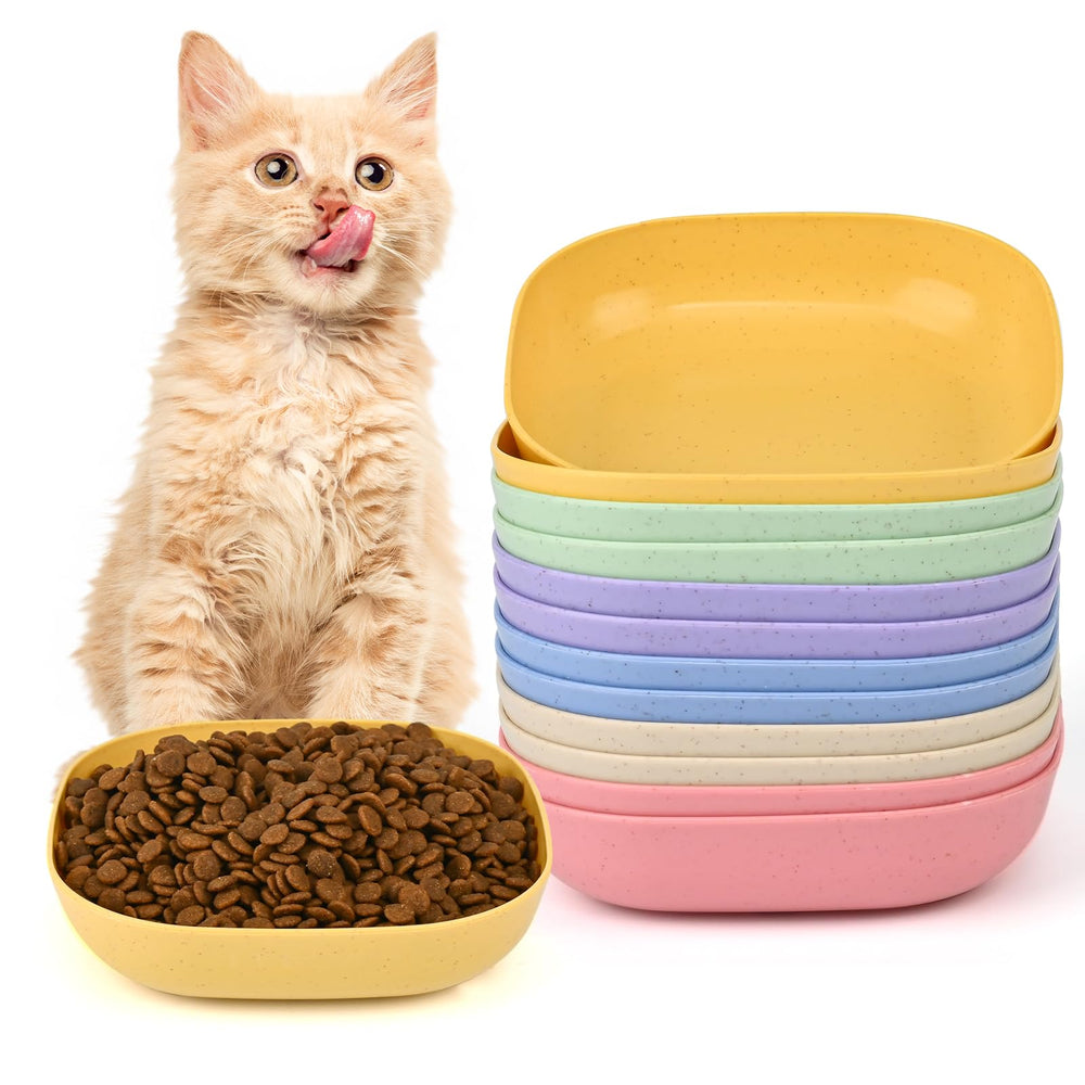 DTKLPQ whisker-fatigue square bowl 5.7 inch size for comfortable kitten meals.