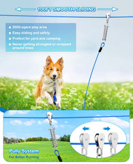 Duckygoo dog trolley system with pulley promotes smooth sliding