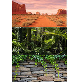 Duedusto 3-pcs reptile tank background set showing vivid, lifelike scenery for immersive enclosures.