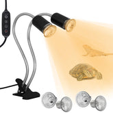 DUMILOO reptile heat lamp double-headed design for expanded basking zones.