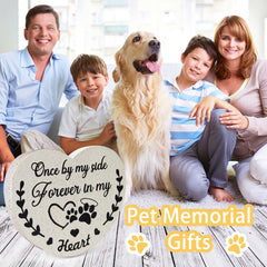 DUMING-IN pet memorial stone with poem engraving emphasizing forever in heart.