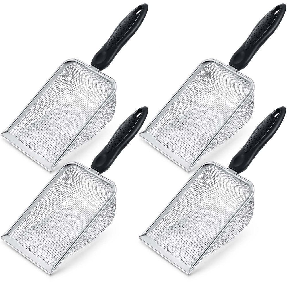 Dunzy reptile sand sifter 4-pack front view for terrariums showing stainless steel durability