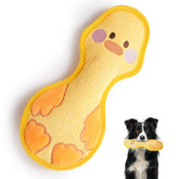 DURABITE duck squeaky toy yellow front view highlighting durable two-layer construction for aggressive chewers