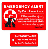 DuraPaws emergency alert card in wallet enables quick responder contact for pets