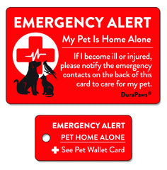 DuraPaws emergency alert card in wallet enables quick responder contact for pets