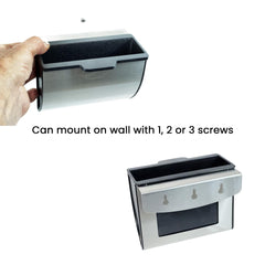 DuraScoop space-saving design hangs on pan for clutter-free floors.