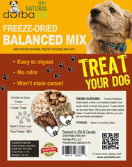 DurbaLife freeze-dried duck-chicken balanced treats in a bowl for training and meals