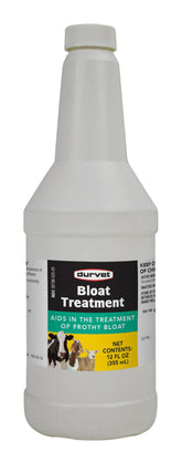 Durvet Bloat Treatment bottle front demonstrates easy administration for livestock.