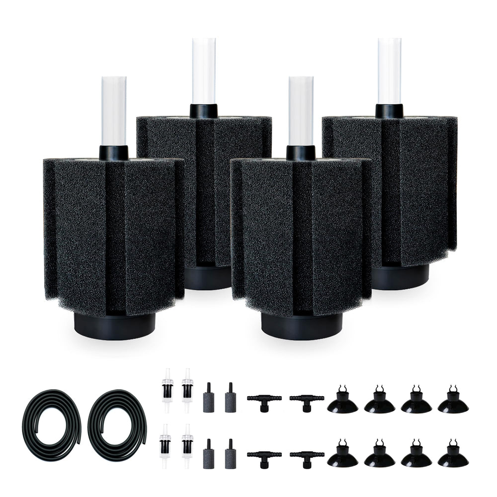 DVHEY aquarium sponge filter front view for quiet, space-saving filtration