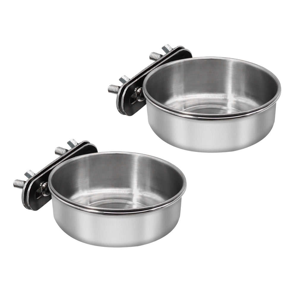 DVHEY bird feeding dish set with two stainless bowls for cages; mess-reducing design.