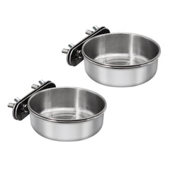 DVHEY bird feeding dish set with two stainless bowls for cages; mess-reducing design.
