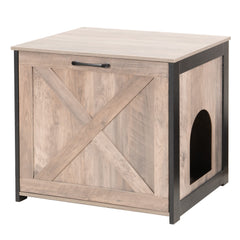Dwanton cat litter box enclosure blends with decor and conceals litter for a tidy living space.