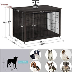 Dwanton crate’s particleboard and wire construction offers durable, chew-resistant framing.