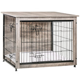 Dwanton dog crate furniture with cushion; cozy interior and decorative top surface.