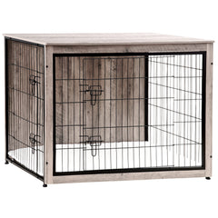 Dwanton dog crate furniture with cushion shows a cozy interior resting area