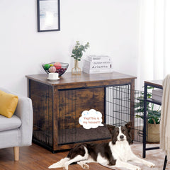 Dwanton dog crate furniture double-doors design enables easy access for pets.