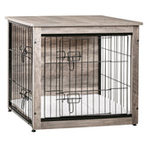 Dwanton dog crate furniture with double doors showcases sturdy wooden frame for easy access