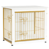 Dwanton dog crate furniture top view shows sturdy space-saving design and white finish