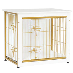 Dwanton dog crate furniture top view shows sturdy space-saving design and white finish