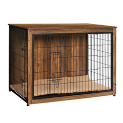 Dwanton wooden kennel table top view demonstrates sturdy surface for decor and pet space.