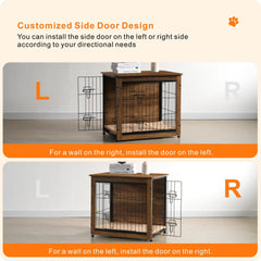 Dwanton indoor dog house in warm brown blends with home interiors