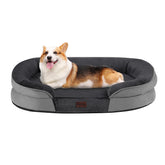 Dwanton orthopedic dog bed 35-inch dark gray side view highlights gel memory foam comfort.