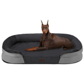 Dwanton orthopedic dog bed 48-inch XXL front view highlights gel memory foam and bolster