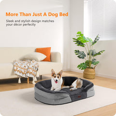 Dwanton orthopedic dog bed gel memory foam layer supports joints and comfort.