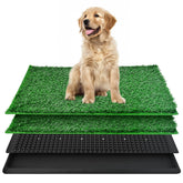 DwlSpce dog grass pad tray closeup for easy puppy potty training convenience