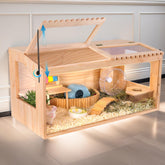DZWLKJ wooden hamster cage top view highlights roomy habitat for daily play.